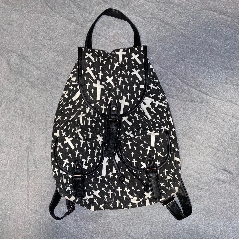 Goth Mini Backpack with Crosses